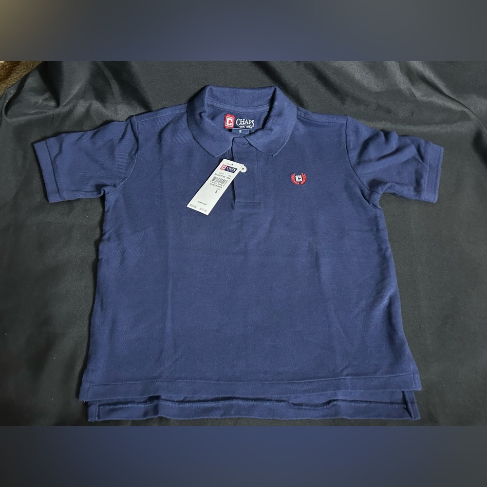 Chaps Boys Navy Polo Dress Shirt SZ 5 NWT